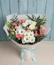 Букет цветов из:  Розы, Лизиантусы и Хризантемы в Малом Барханчаке
