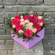 Цветочная композиция из Розы в коробке в Малом Барханчаке