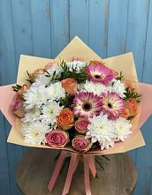 Букет цветов из:  Розы, Герберы и Хризантемы в Малом Барханчаке
