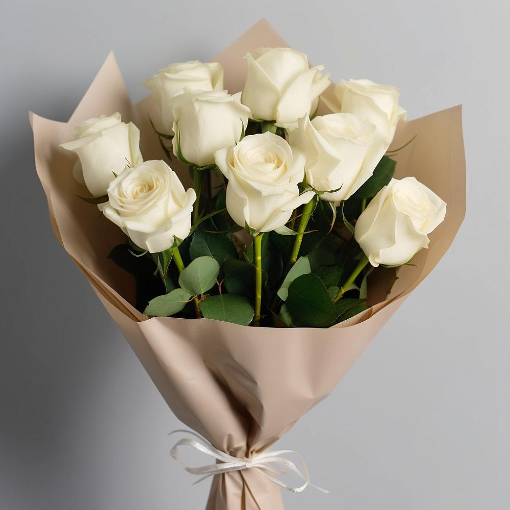 Букет 9 Белых роз Эдлесс Лав в Малом Барханчаке