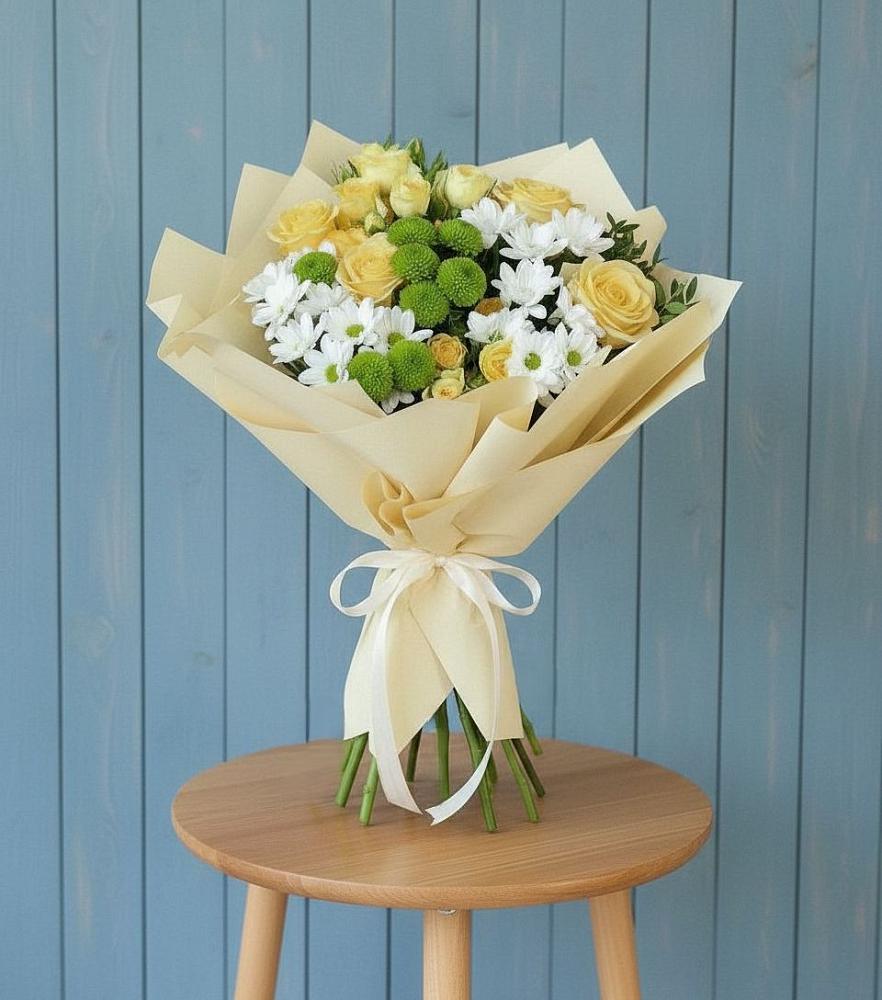 Букет цветов из: Хризантемы и Розы в Малом Барханчаке