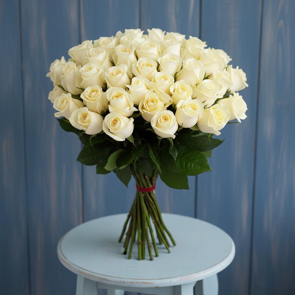Букет 51 Белая роза Эдлесс Лав в Малом Барханчаке