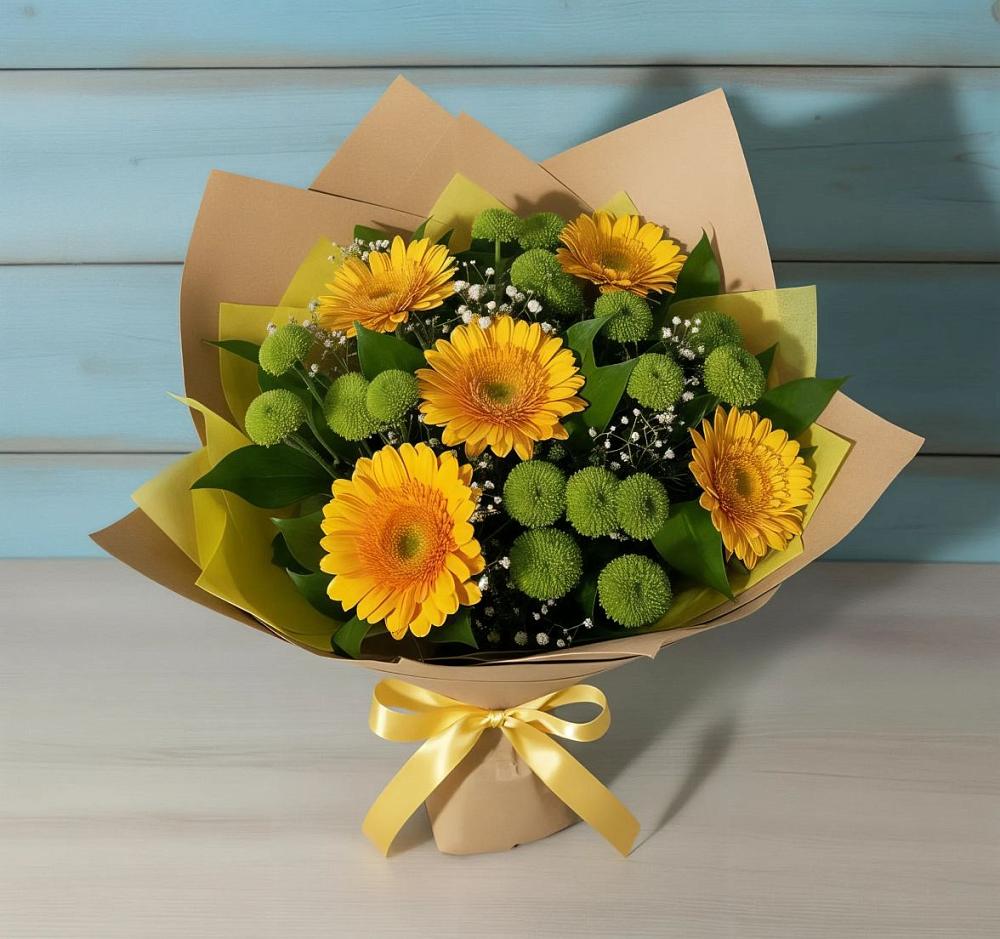 Букет цветов из: Герберы и Хризантемы в Малом Барханчаке