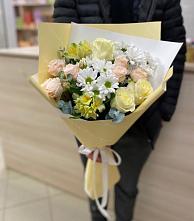 Букет цветов из:  Альстромерии, Розы и Хризантемы в Малом Барханчаке