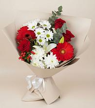 Букет цветов из:  Розы, Хризантемы, Герберы и Лилии в Малом Барханчаке