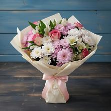 Букет цветов из:  Хризантемы, Альстромерии и Розы в Малом Барханчаке