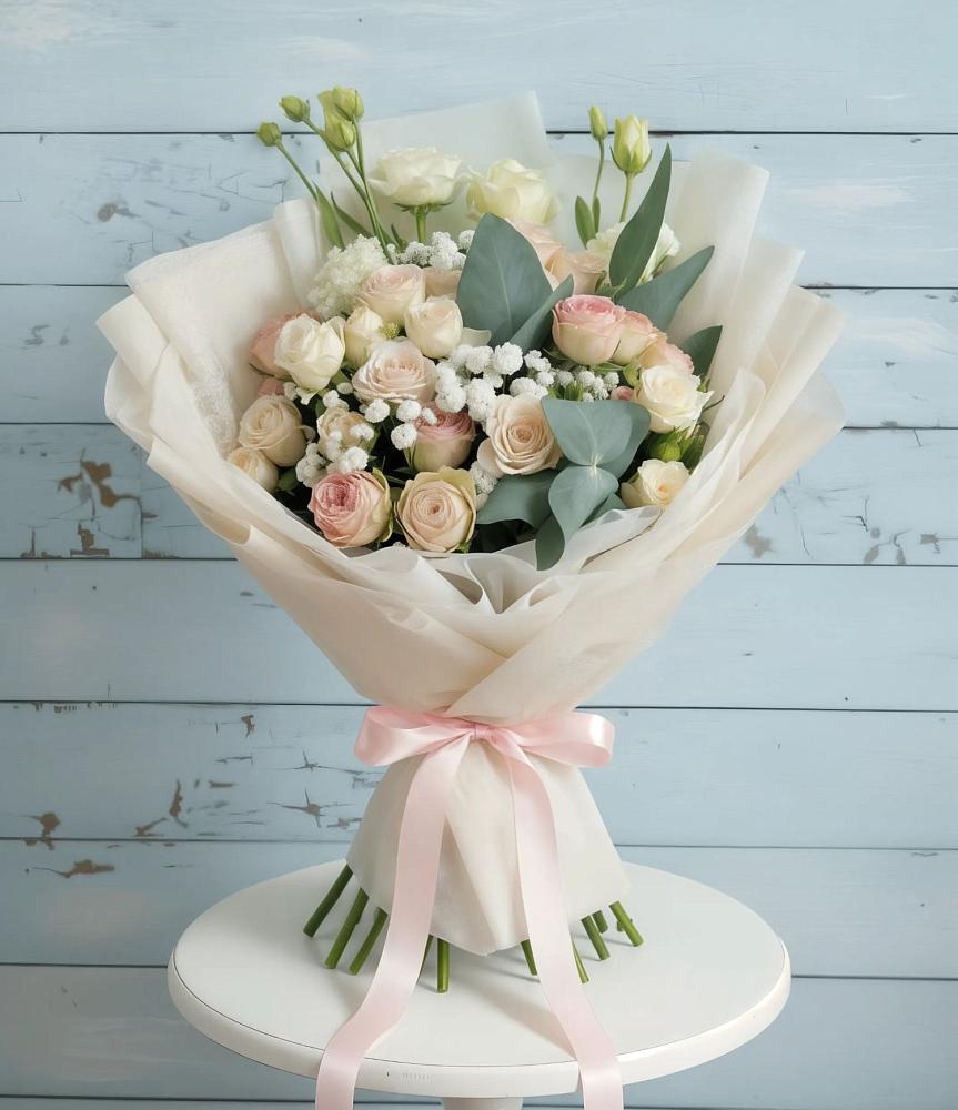 Букет цветов из: Розы и Лизиантусы в Малом Барханчаке