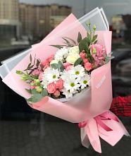 Букет цветов из:  Розы, Лизиантусы и Хризантемы в Малом Барханчаке