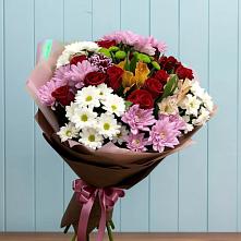 Букет цветов из:  Розы, Хризантемы и Альстромерии в Малом Барханчаке
