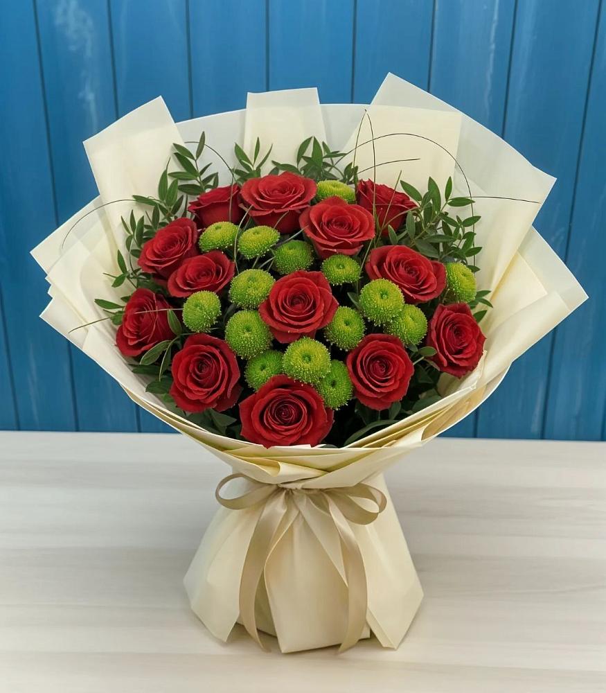 Букет цветов из: Розы и Хризантемы в Малом Барханчаке