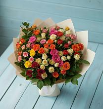 Букет Микс из разноцветных кустовых роз в Малом Барханчаке